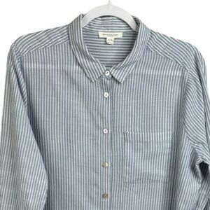 Beach Lunch Lounge Lightweight LONG Shirt Jacket “Shacket” Blue Stripe NEW